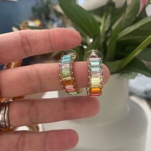 Beautiful multicolored rainbow 🌈 baguette hoops